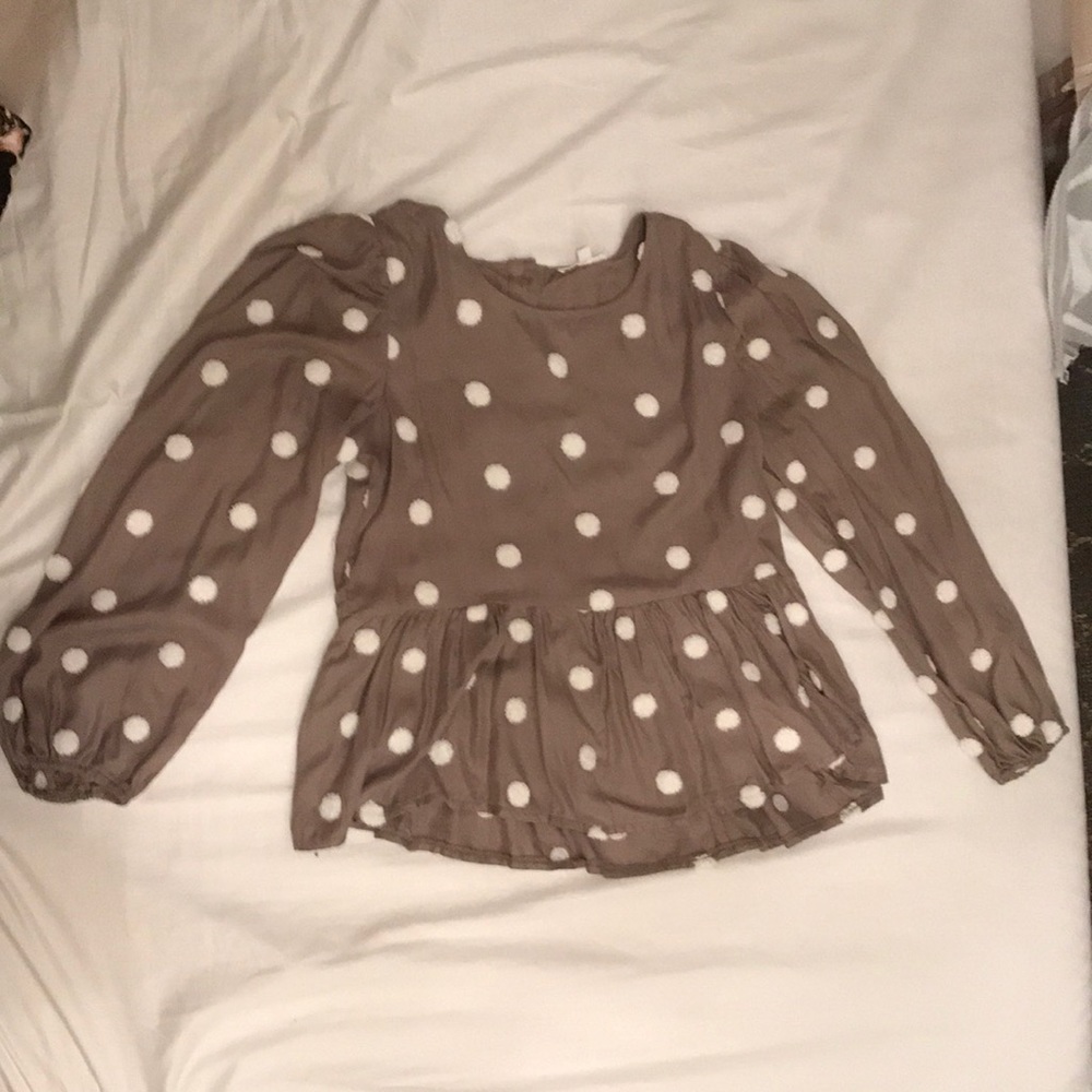 Polka dot puff sleeve peplum top from Purpose boutique